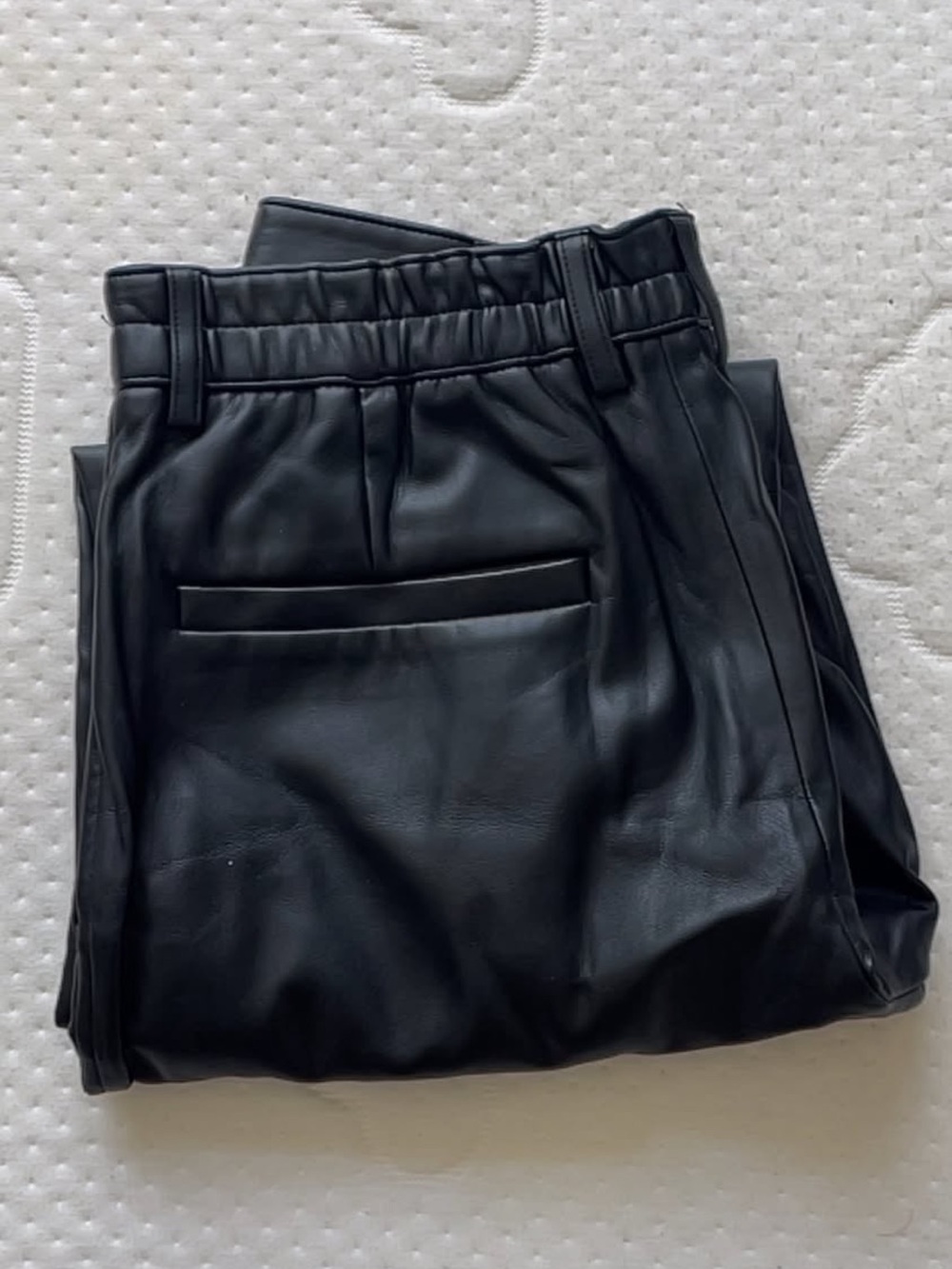 Zara Black Faux Leather Trousers with Elastic Waist